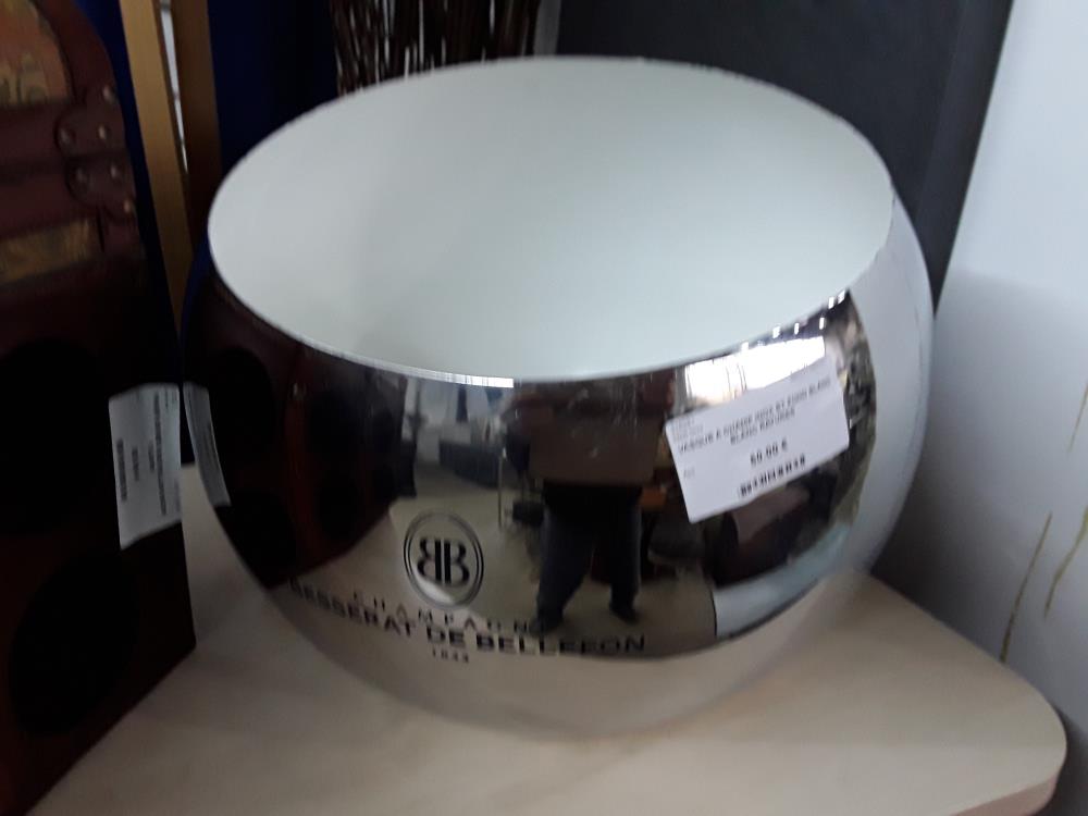 VASQUE A CHAMP INOX ET FOND BLANC BLANC RAYURES