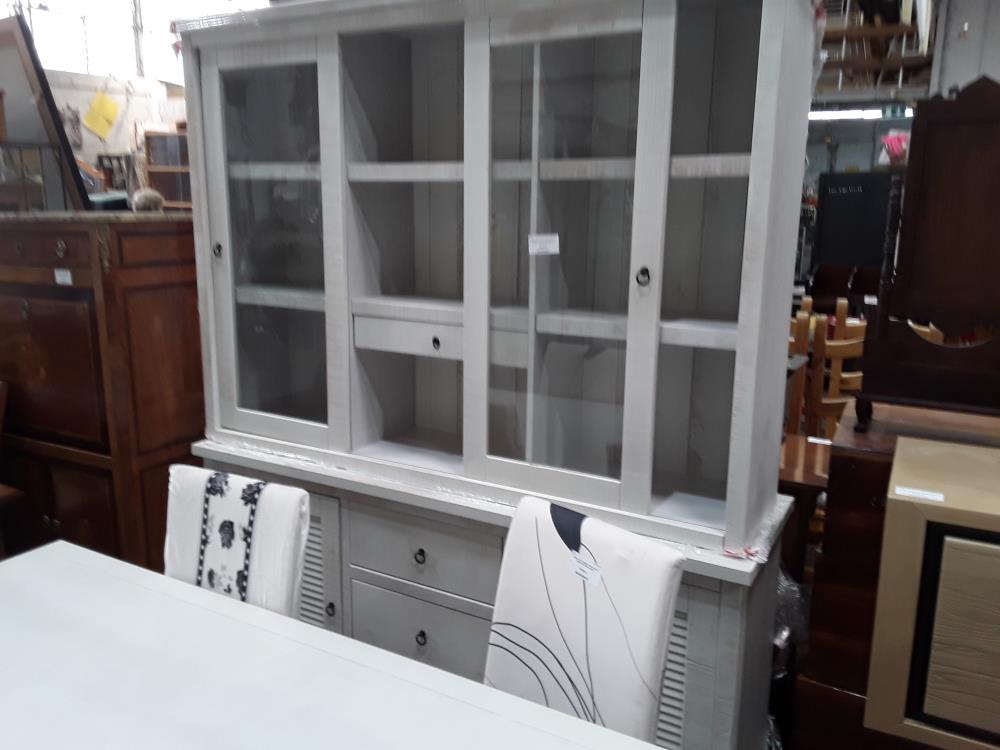 VAISSELLIER BLANC 2 CORPS 165CM 2P VITRE 1T BAS2P LAMELLES 3T