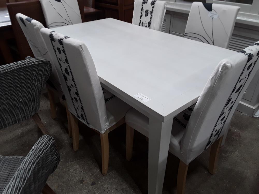 TABLE BLANCHE RECT 160X90 TRACES JAUNE