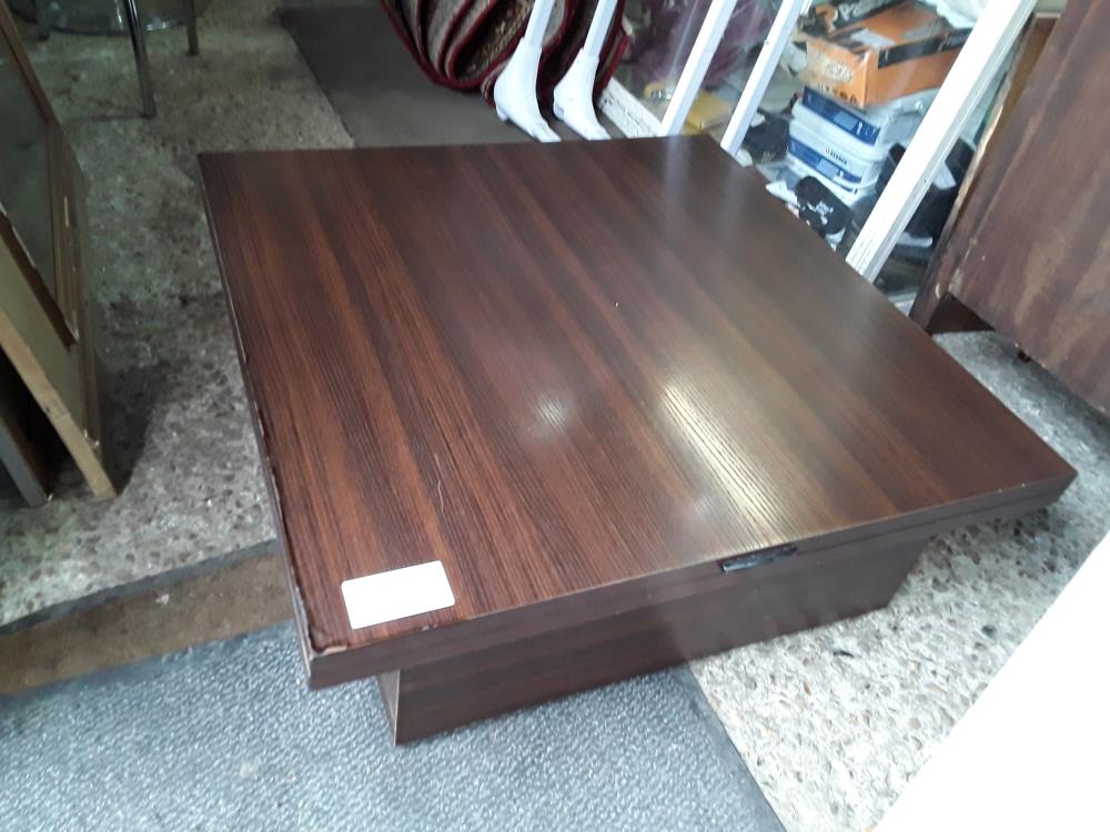 TABLE BASSE  75CM CARREE DECO CHENE PETITS COUPS REHAUSSABLE DEPLIANTE 