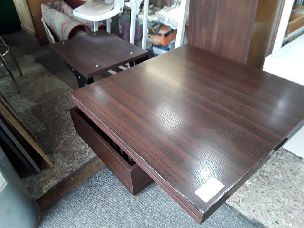 TABLE BASSE  75CM CARREE DECO CHENE PETITS COUPS REHAUSSABLE DEPLIANTE 