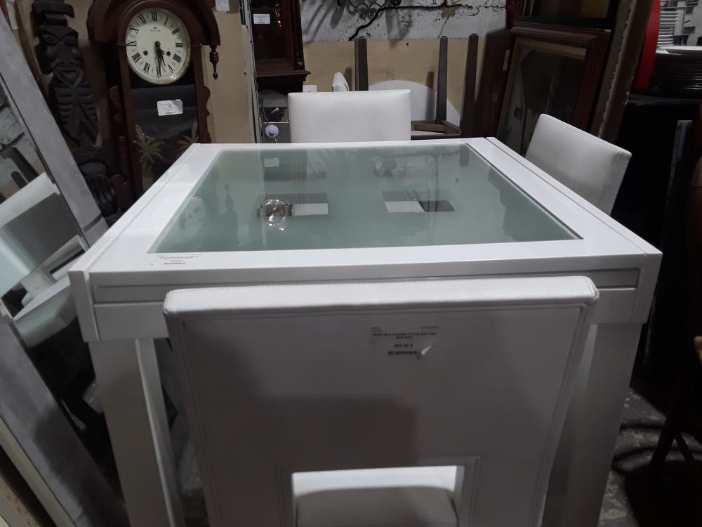 TABLE CARREE 90CM ALLONGE DE 90CM  LAQUEE BLANCHE