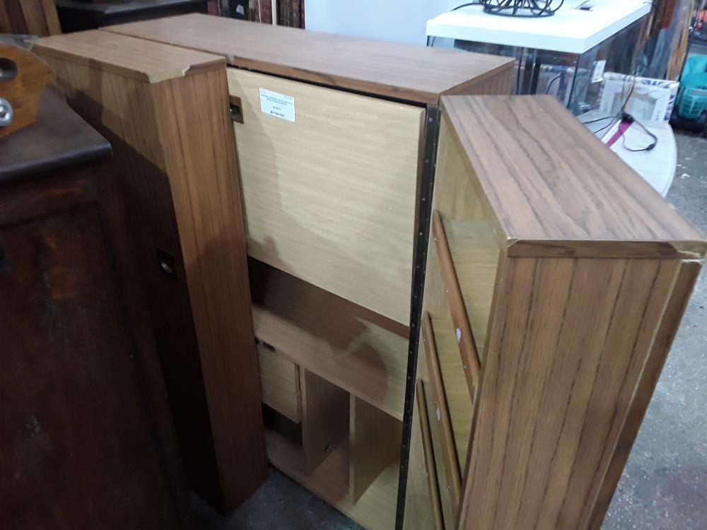 ARMOIRE DE BUREAU DECOR BOIS AVEC DEFAUTS SECRETAIRE ET RANGEMENTS VINTAGE