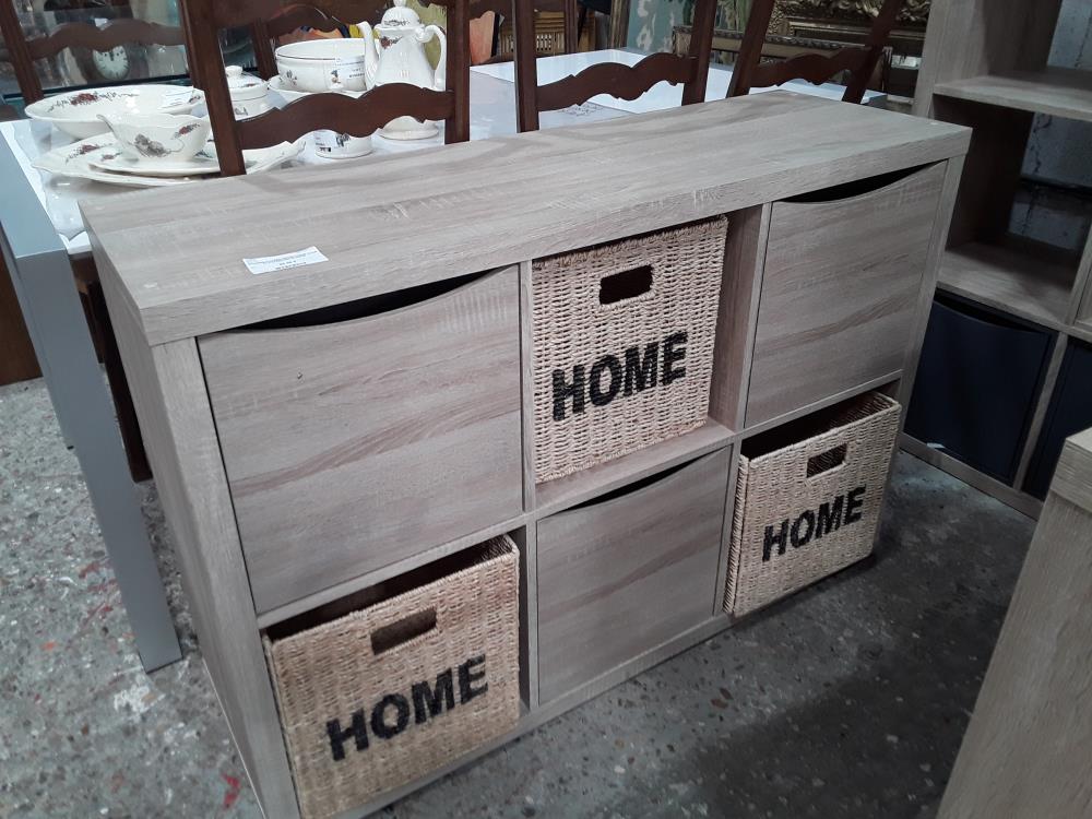 ETAGERE A CASES DECOR CHENE CLAIR 3T 3 CASES ROTIN HOME