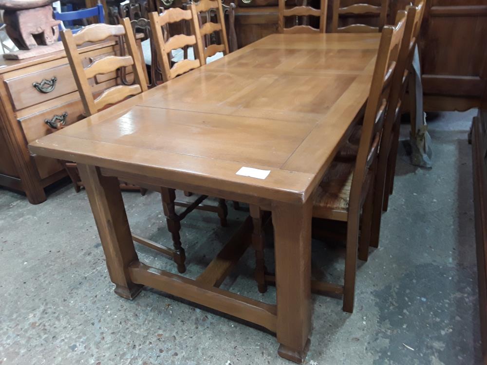 TABLE DE FERME CHENE MASSIF 2M TRACE CHALEUR+ 2 ALL DE 40CM