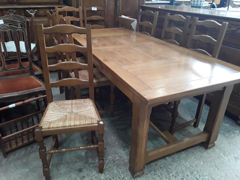 SERIE DE 8 CHAISES PAILLE DOSSIER 4 BARREAUX