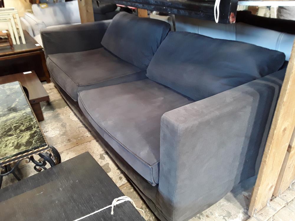 CANAPE FIXE TISSU GRIS QUELQUES TRACES 3 PLACES GM