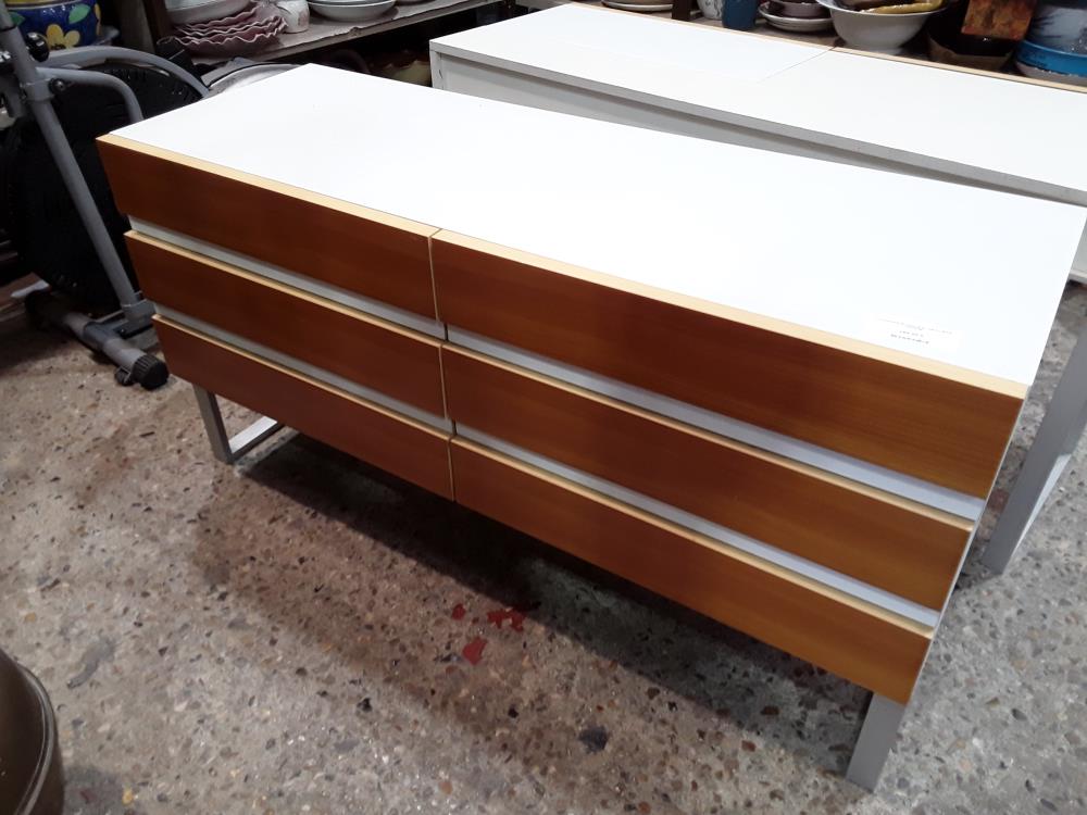 COMMODE BLANCHE 6T DECO BOIS VINTAGE