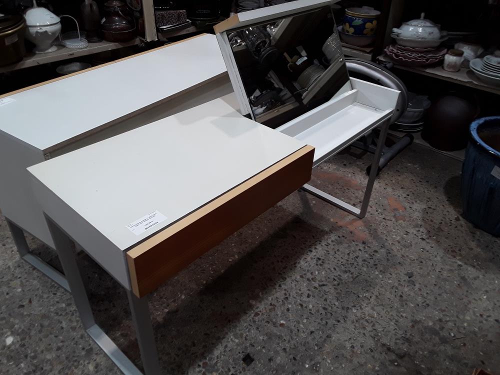 COIFFEUSE BLANCHE 1T DECO BOIS 1 ABATTANT MIROIR VINTAGE