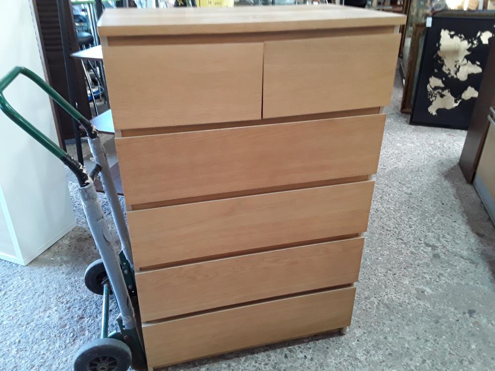 COMMODE 6T MALM IKEA DECOR BOIS BASE PETIT DEFAUT