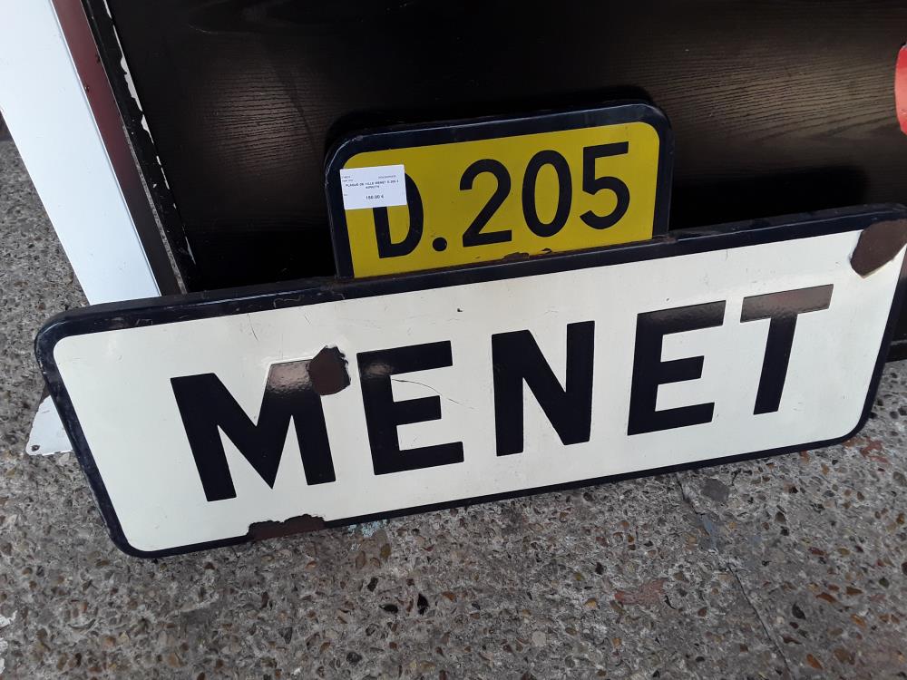 PLAQUE DE VILLE MENET D.205 3 IMPACTS