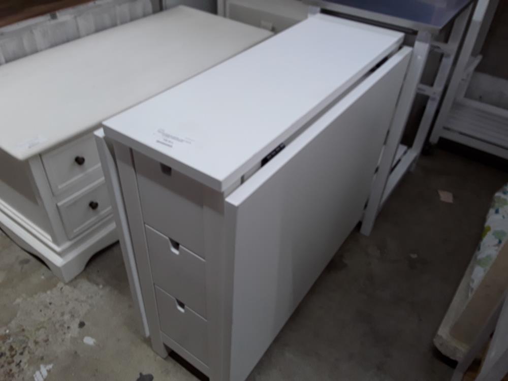 TABLE PLIANTE BLANCHE 2 ABATTANTS 6 T 2X63 =150CMX80CM