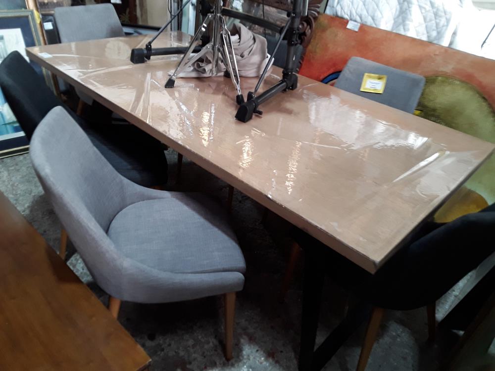 SERIE DE 6 CHAISES TISSU GRIS DIFFERENTE TEINTES