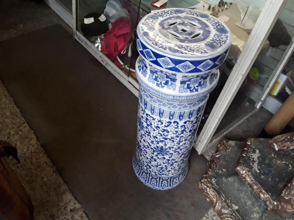 COLONNE CERAMIQUE 72CM BLEUE ET BLANCHE