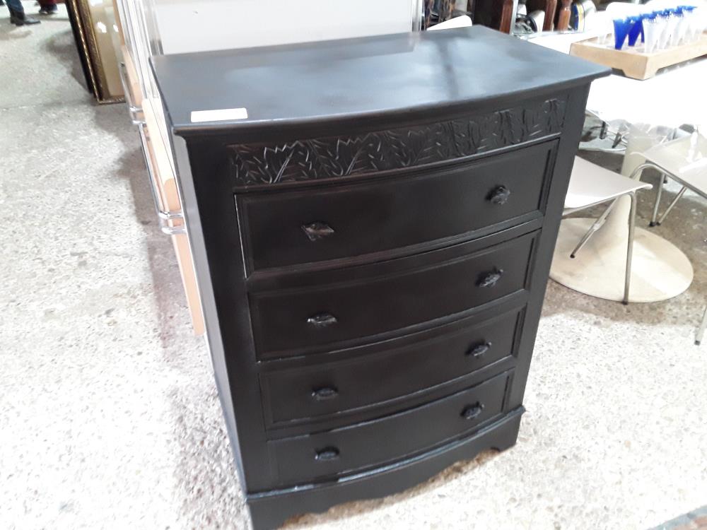 COMMODE 4T NOIRE BOMBEE FRISE 1930 