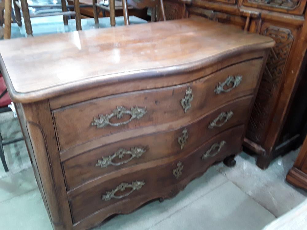 COMMODE CHENE STYLE LXV 3 TIROIRS  PLATEAU PETITES RAYURES