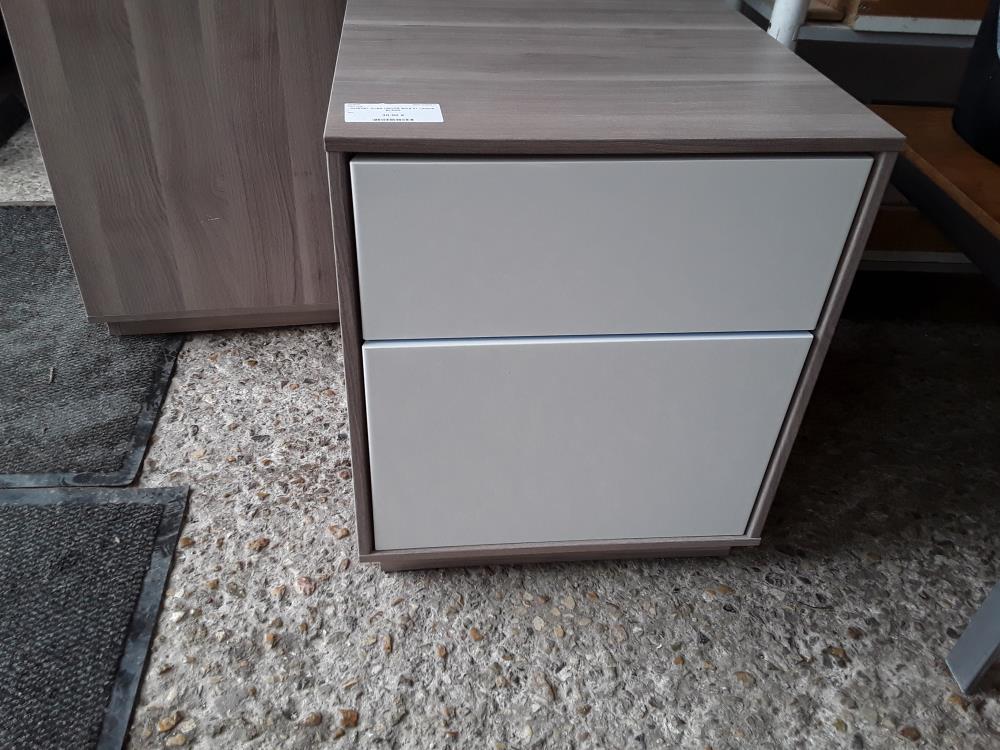CHEVET CUBE DECOR BOIS 2T LAQUE BLANC