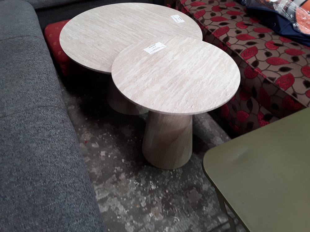 PETITE TABLE BASSE RONDE 40CM FACON TRAVERTIN