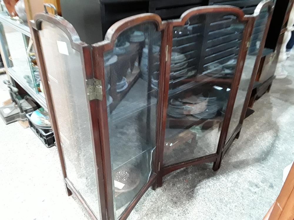 PARAVENT 4 VENTAUX PM ACAJOU 1 VERRE CASSE 