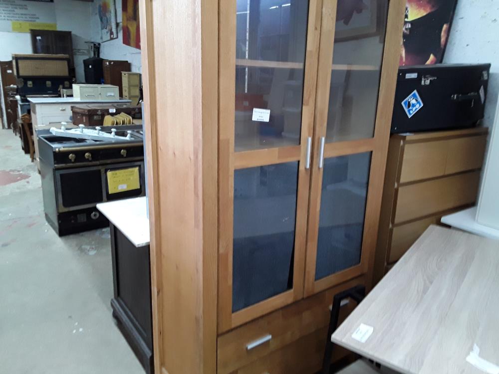 MEUBLE VITRINE BOIS MIEL 2P VITREE 2T