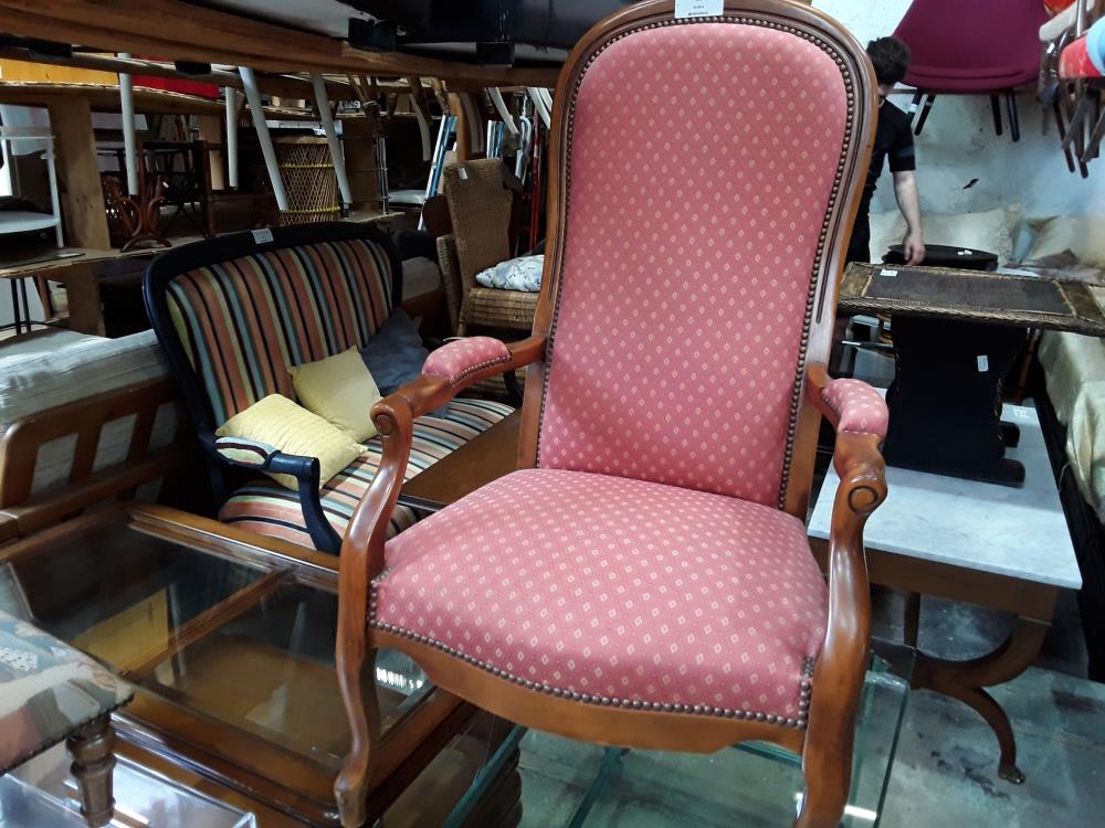 FAUTEUIL VOLTAIRE TISSU ROUGE CHINE