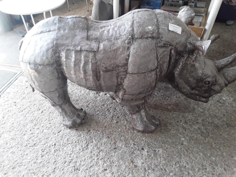 SCULPTURE RHINOCEROS METAL RECYCLE L125CM