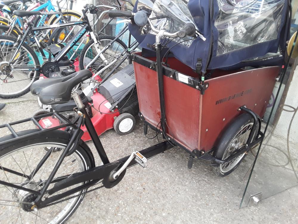 TRIPORTEUR BABBOE.COM NOIR CAISSE MARRON AVEC CAPOTE 1 TROU CIGARETTE
