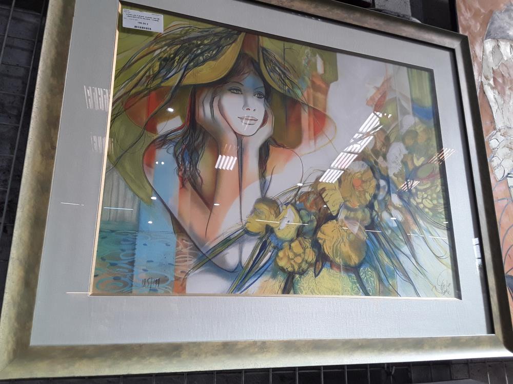 LITHO LES FLEURS JAUNES 185/199 JEAN BAPTISTE VALADIE + CADRE