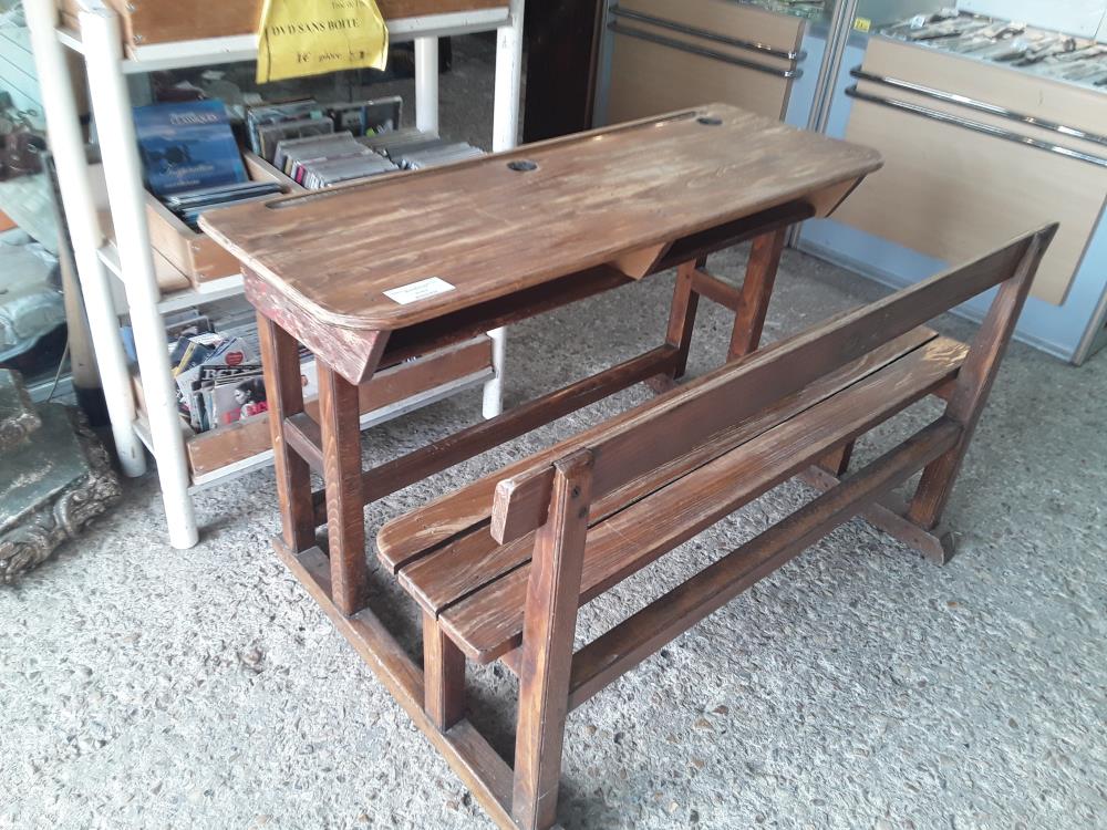 BUREAU D ECOLIER 2 PLACES TOUT BOIS AVEC CASES