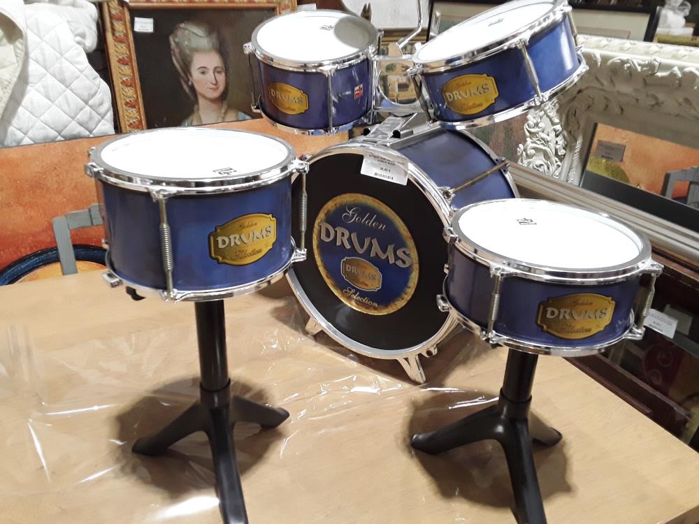 BATTERIE JOUET GOLDEN DRUMS NOIRE ET BLEUE