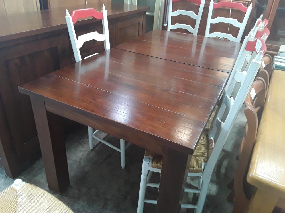 TABLE BOIS EXOTIQUE 90/170CM ALLONGE INTEGREE DE 50CM