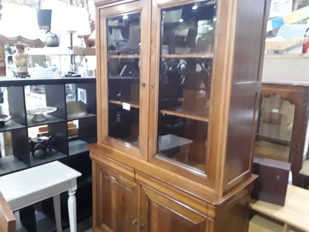 VITRINE MERISIER STYLE LP 2P VITREES 2P PLEINES 2 TIROIRS