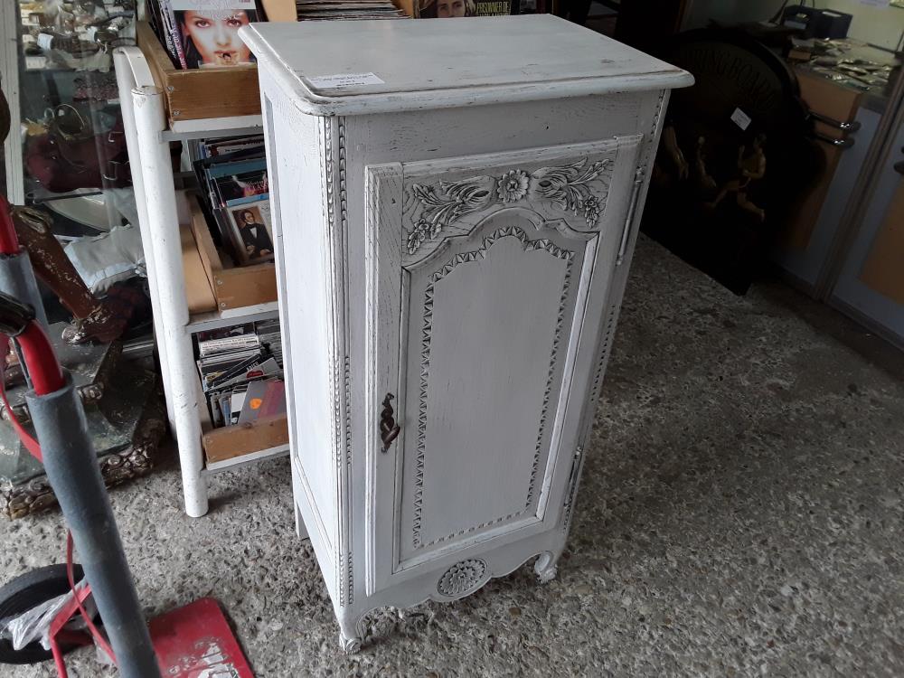 CONFITURIER CERUSE BLANC 1P DECOR FLEURS FERMETURE A REVOIR