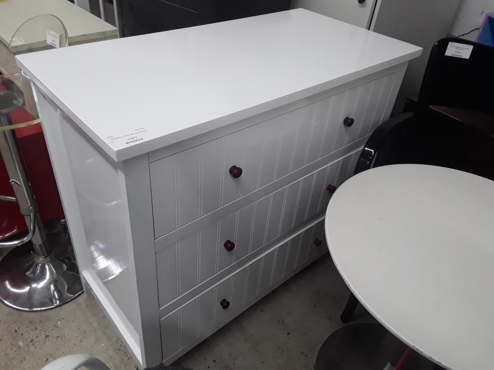 COMMODE 3T BOIS PEINTE EN BLANC