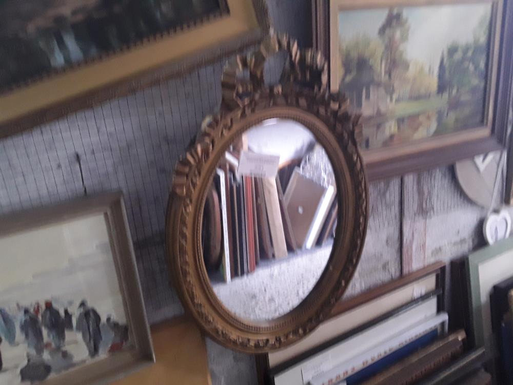 MIROIR OVALE BOIS  56CM DECOR NOEUD AVEC PETITS DEFAUTS