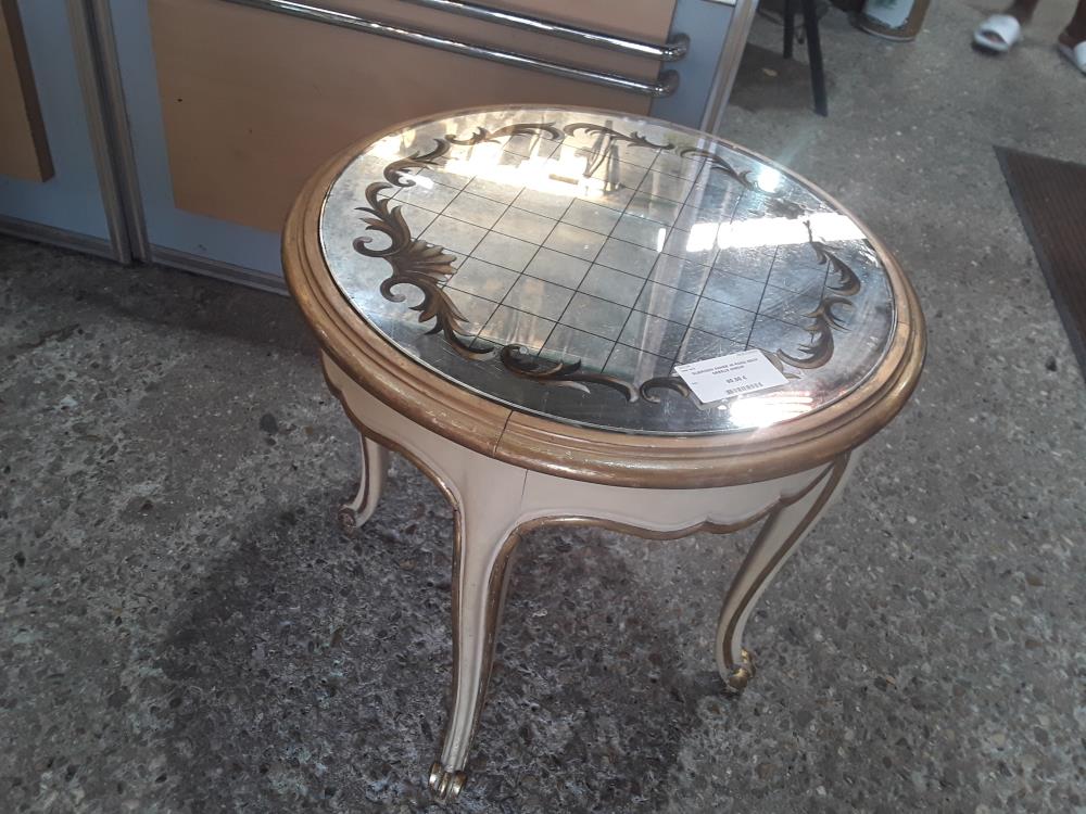 GUERIDON ANNEE 40 ROND 55CM DESSUS MIROIR