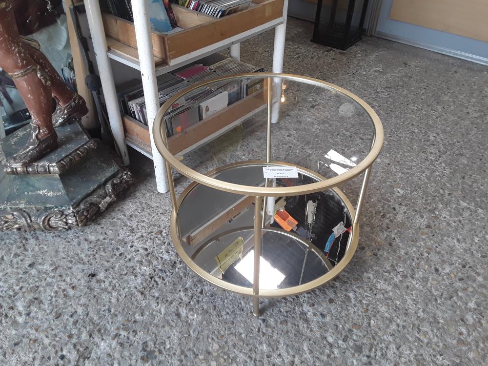 TABLE BASSE RONDE 60 CMDOREE 2 PLATEAUX DONT 1  MIROIR 