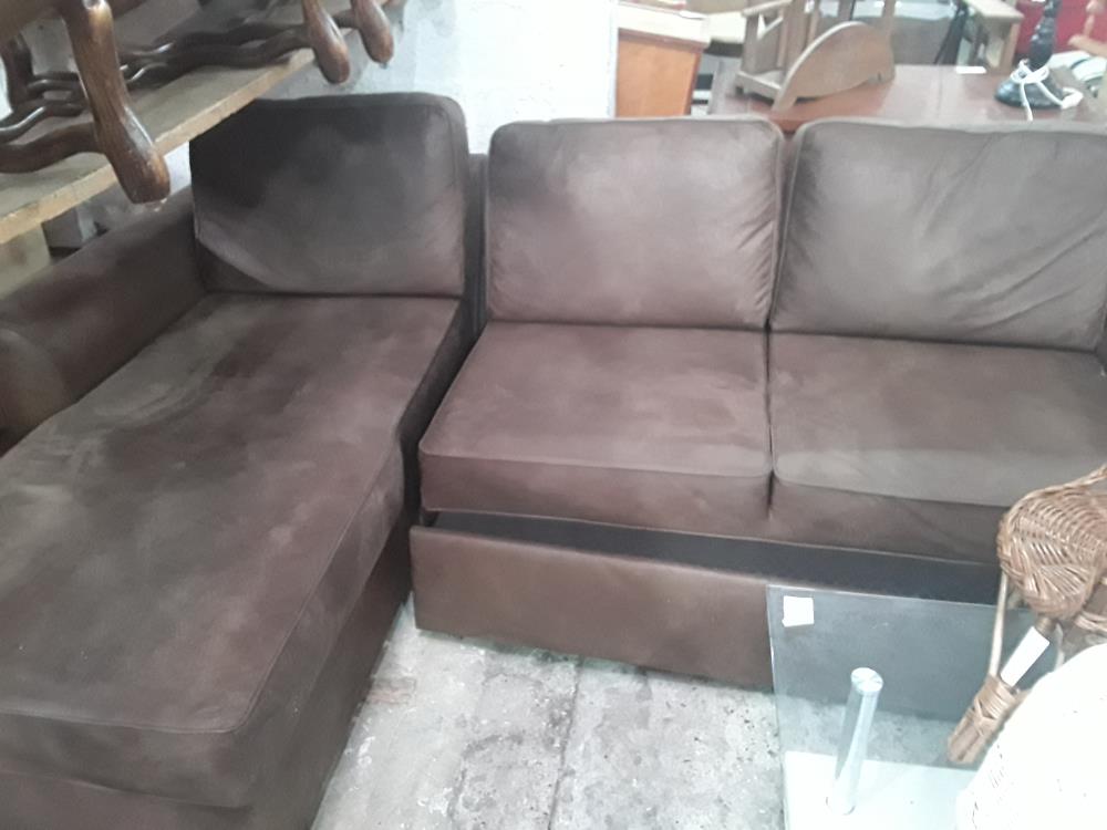 CANAPE FACON CUIR VIELLIS D ANGLE CONVERTIBLE MAISON DU MONDE LEGER PASSE