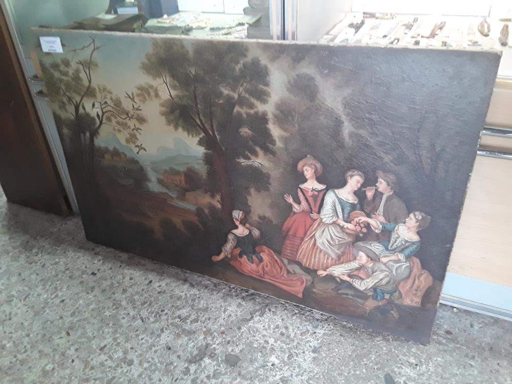 HUILE SUR TOILE GM SCENE CHAMPETRE 18EME 