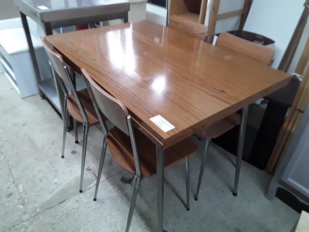 TABLE FORMICA MARRON 2 ALLONGES + 4 CHAISES ROTUB
