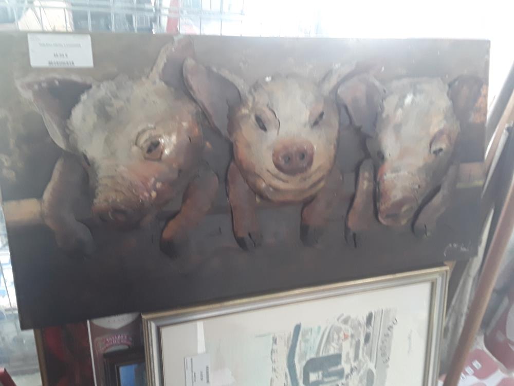 TABLEAU METAL 3 COCHONS