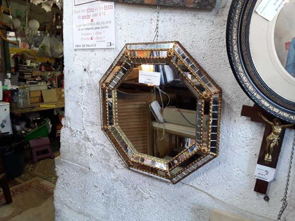 MIROIR DORE A PARCLOSE OCTOGONAL