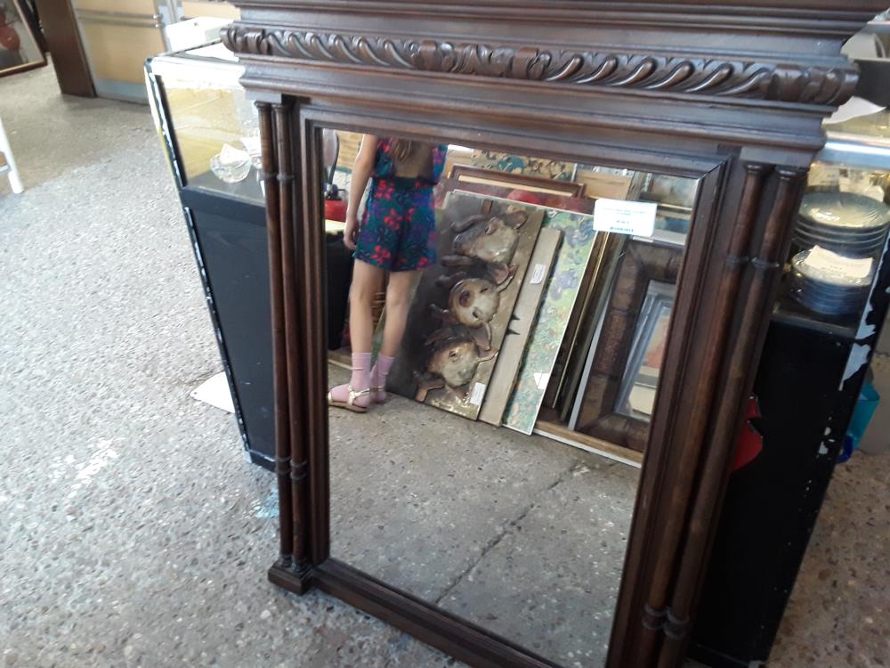 MIROIR CHENE HENRI II DOUBLE COLONNES