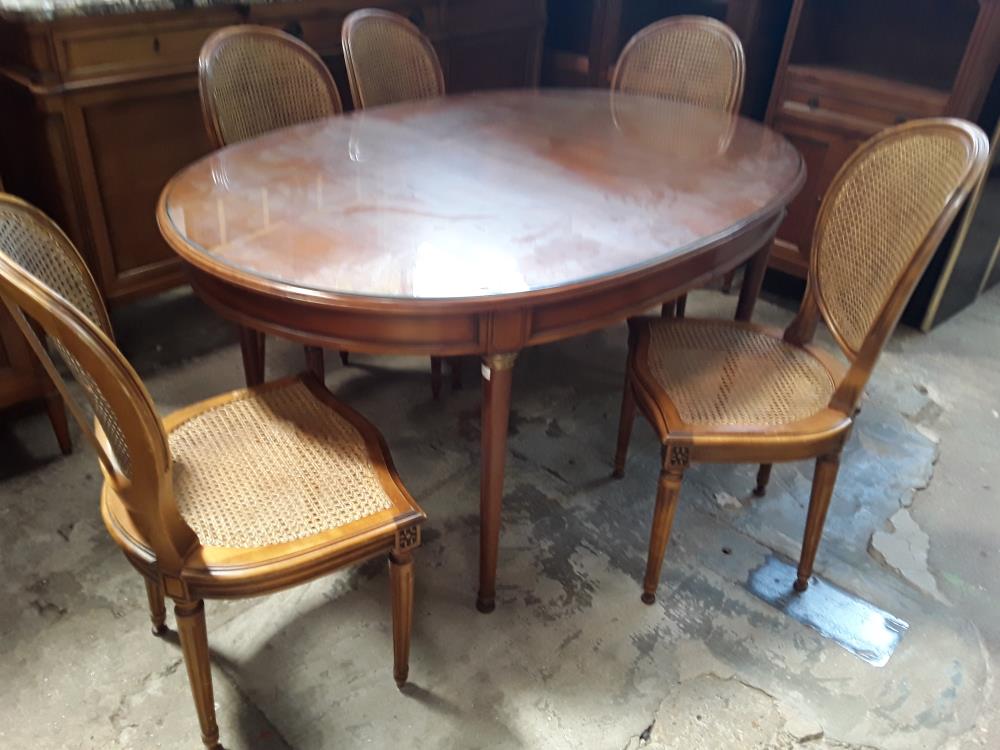 SERIE DE 5 CHAISES STYLE LOUIS XVI  CANNEES MERISIER