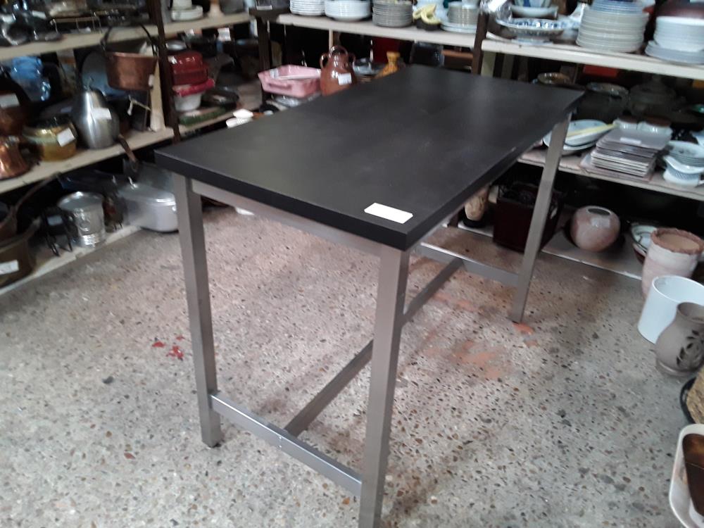 TABLE MI HAUTE 120/60CM PLATEAU BOIS PIETEMENT INOX