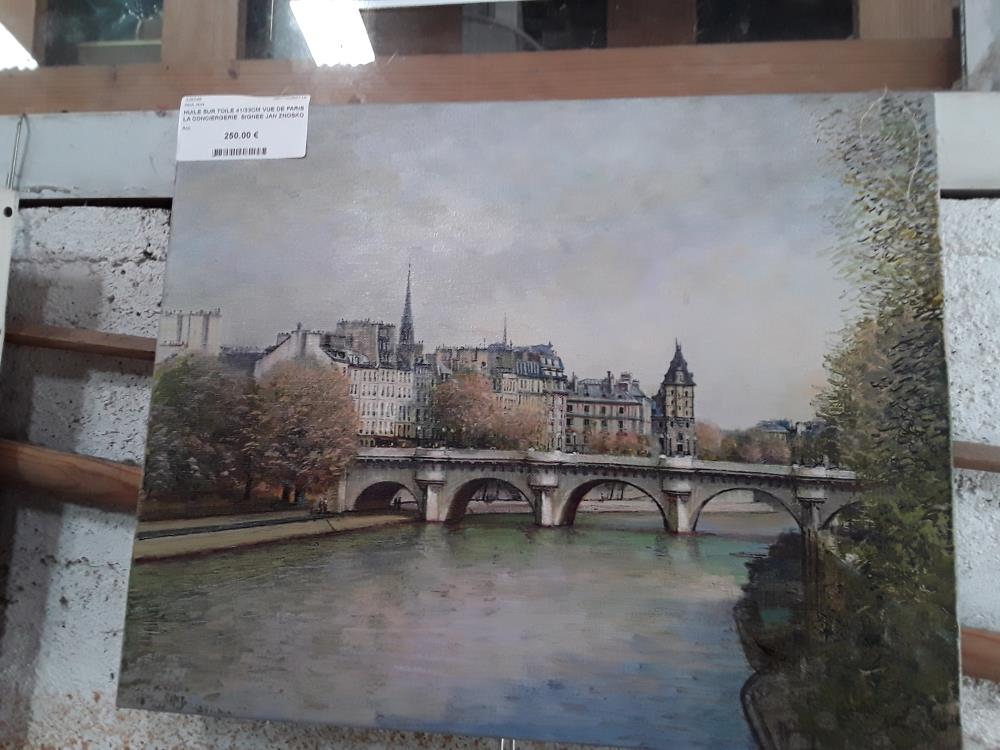 HUILE SUR TOILE 41/33CM VUE DE PARIS LA CONCIERGERIE  SIGNEE JAN ZNOSKO