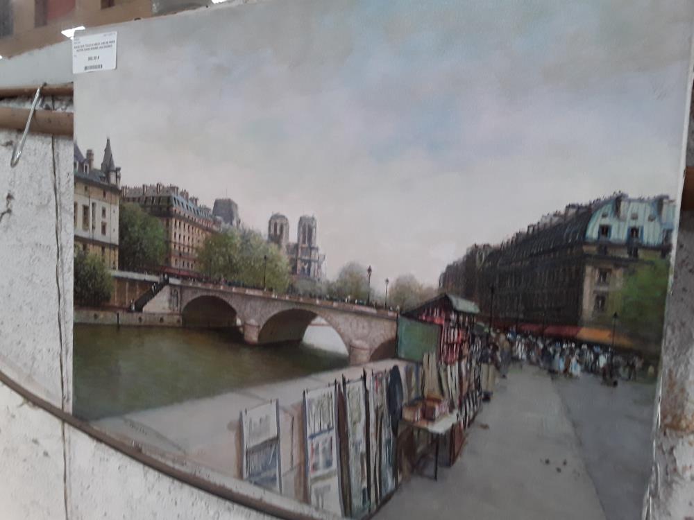 HUILE SUR TOILE 61/46CM VUE DE PARIS NOTRE DAME SIGNEE JAN ZNOSKO