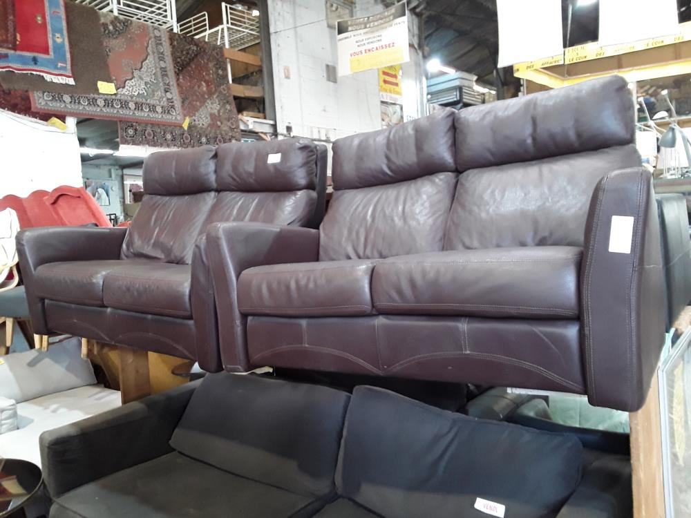 CANAPE CUIR MARRON FIXE 2 PLACES HEDONISTES