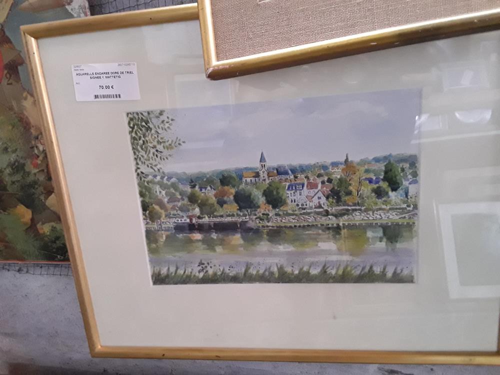 AQUARELLE ENDAREE DORE DE TRIEL SIGNEE Y. MATTETIG