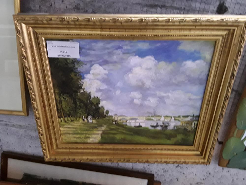 HUILE ENCADREE DOREE PONT